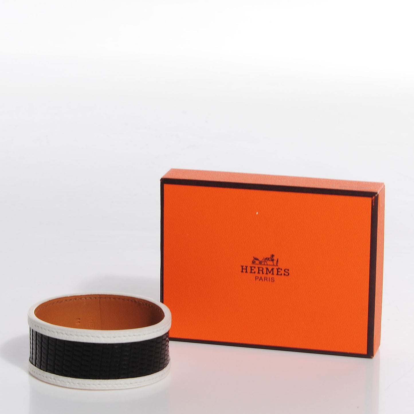 Lizard Petit H Bracelet M Blanc Noir