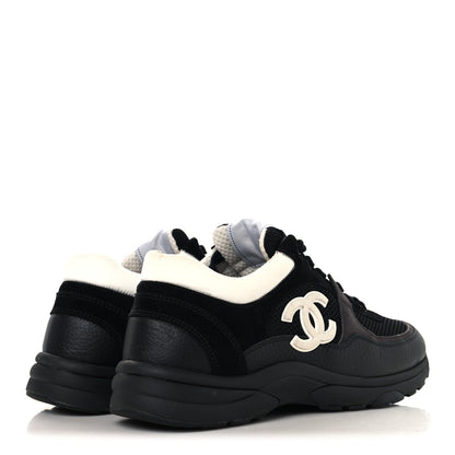 Chanel Mesh Suede Grained Calfskin Womens CC Sneakers 41 Black White 5 of 8