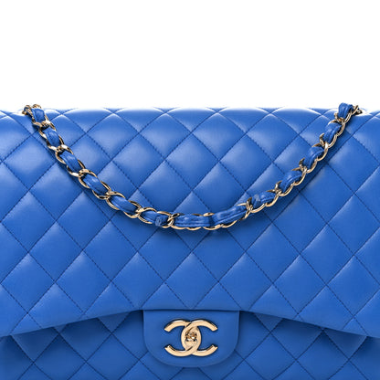Chanel Lambskin Quilted Maxi Double Flap Blue 8 of 11