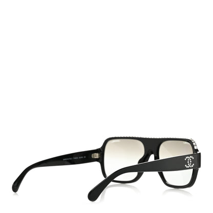 Chanel Acetate Crystal CC Shield Sunglasses 71431A Black Silver 4 of 8