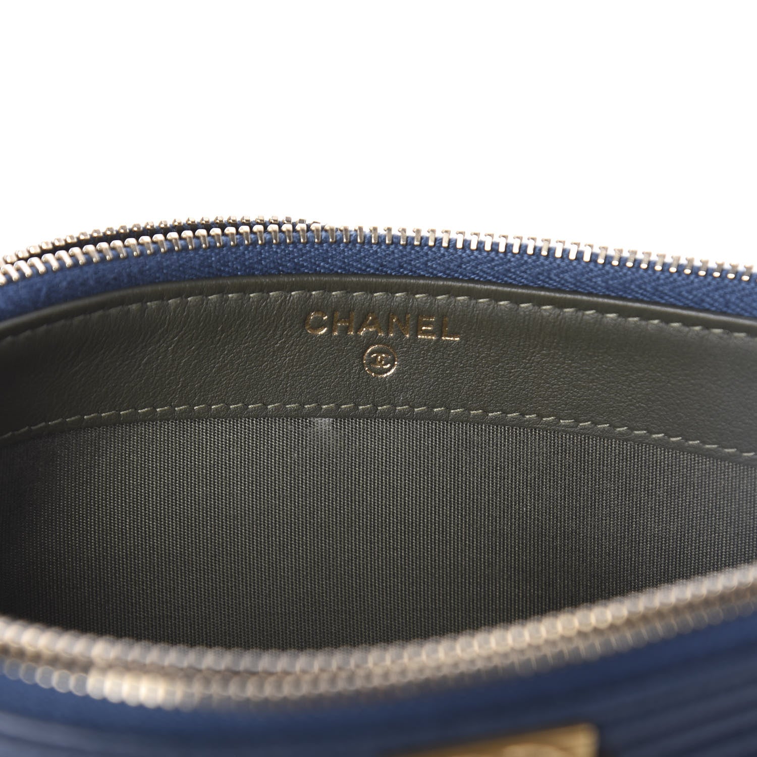 Chanel Caviar Quilted Small Boy Clutch With Chain Blue 6 of 12
