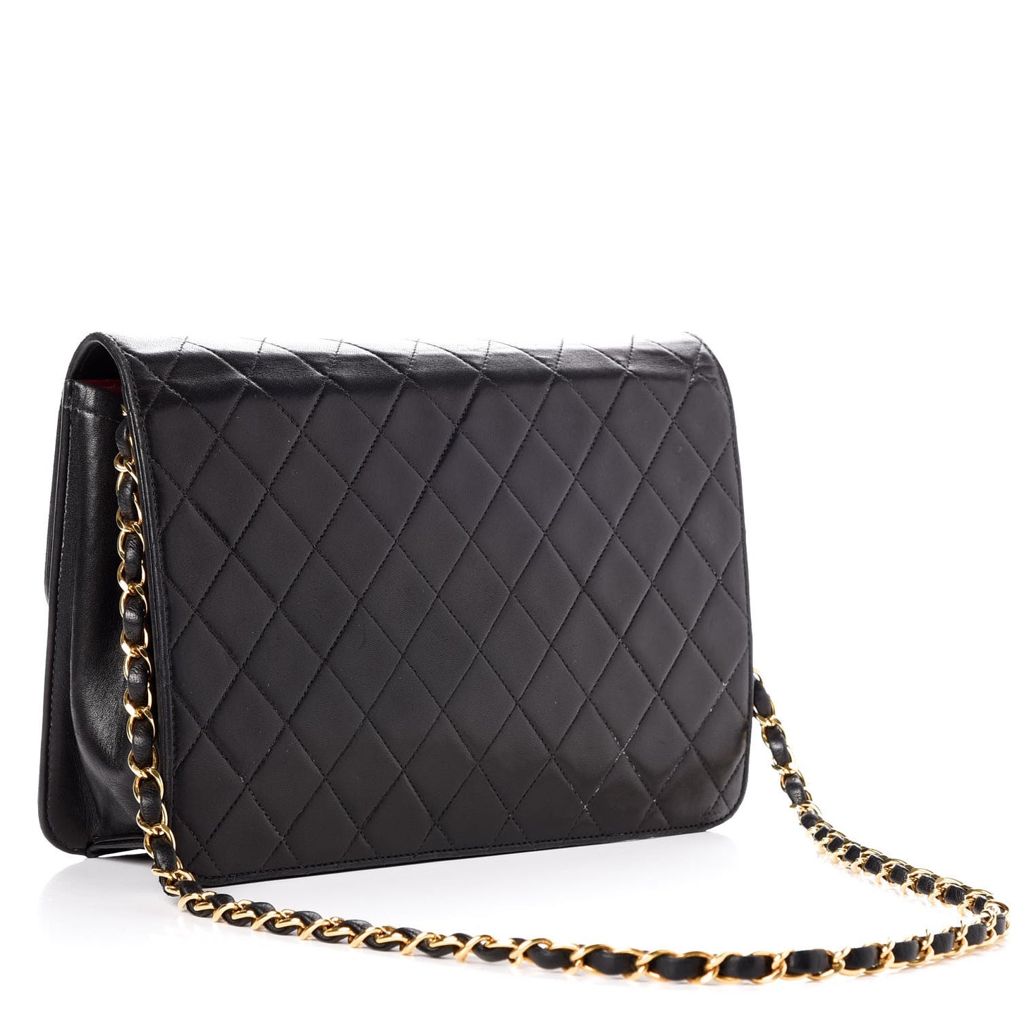 Lambskin Quilted Medium Single Flap Black