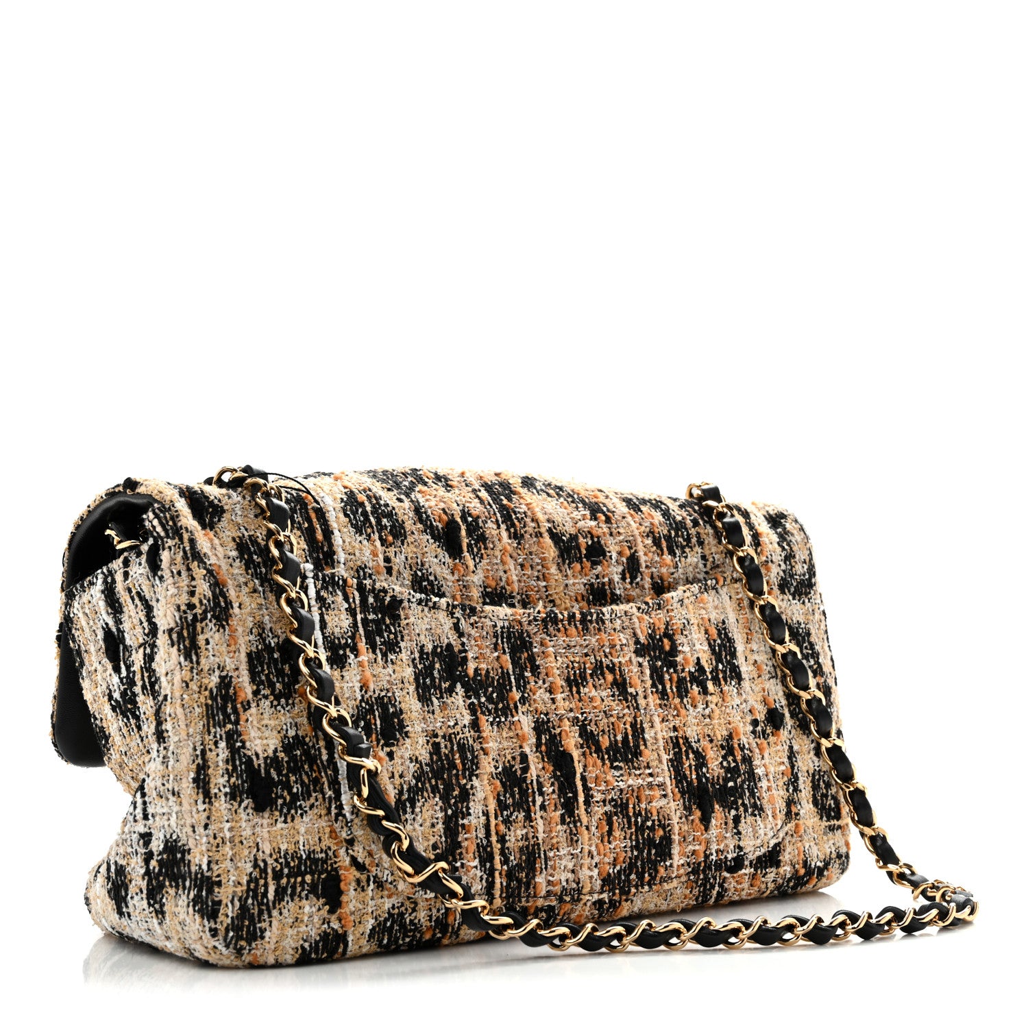 Chanel Tweed Mixed Fibers Leopard Print Small Souplissimo Maxi Flap Brown Black White 3 of 11