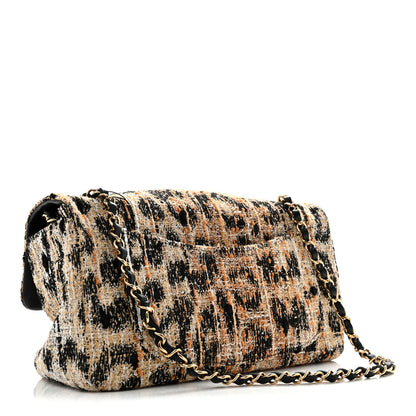 Chanel Tweed Mixed Fibers Leopard Print Small Souplissimo Maxi Flap Brown Black White 3 of 11
