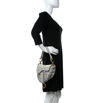 Christian Dior Canvas Embroidered Toile de Jouy Saddle Bag Gray 2 of 13