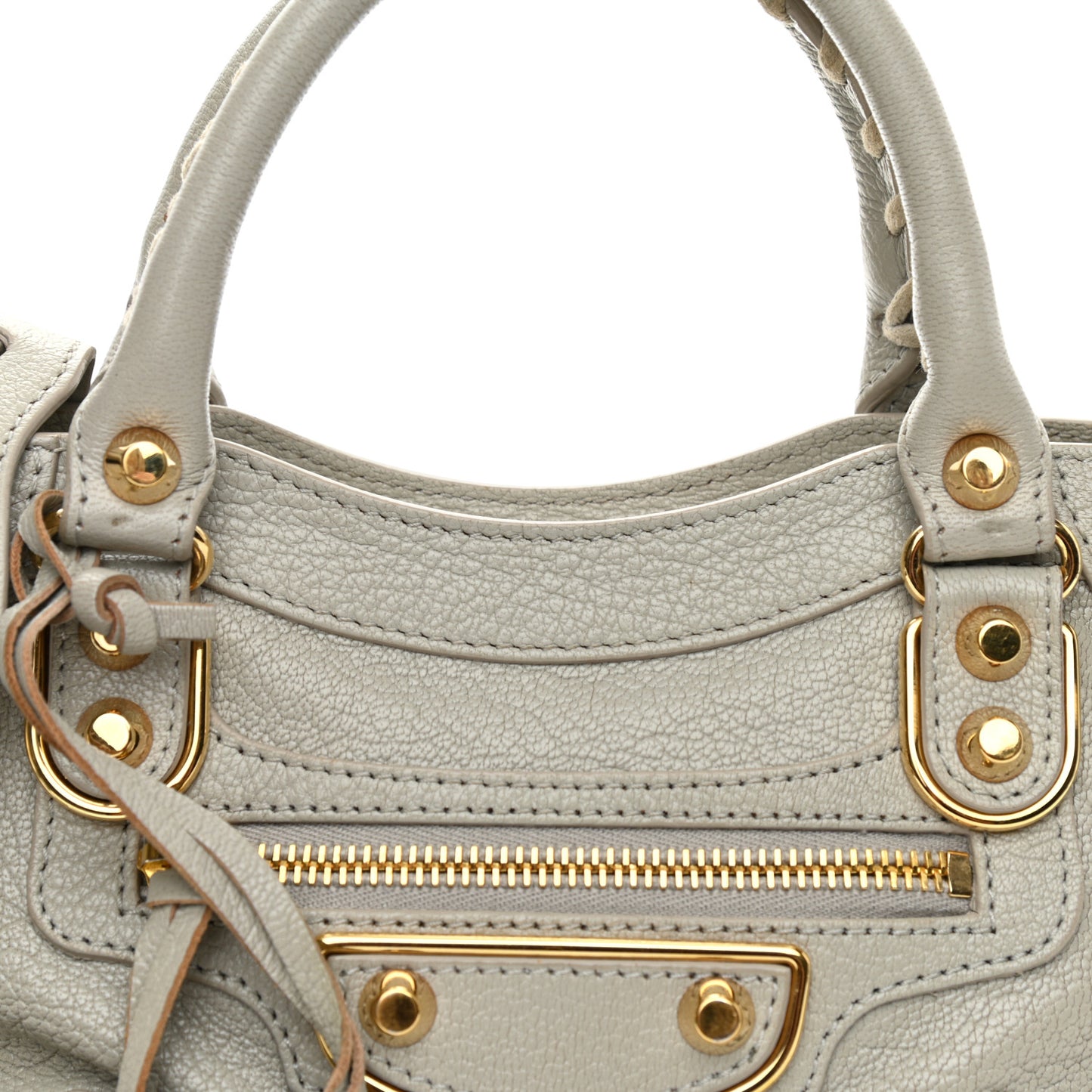 Chevre Gold Metallic Edge Hardware Mini City Gris Glace