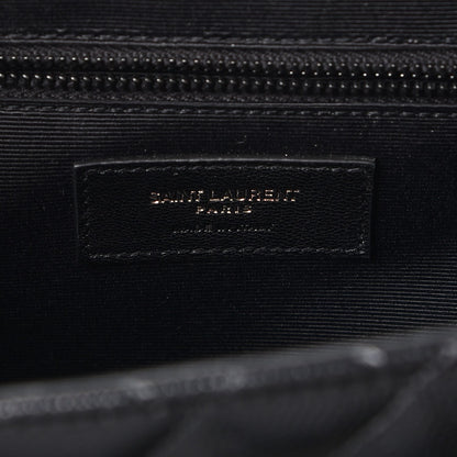 Saint Laurent Grain De Poudre Textured Mixed Matelasse Large Triquilt Monogram Satchel Black 7 of 17