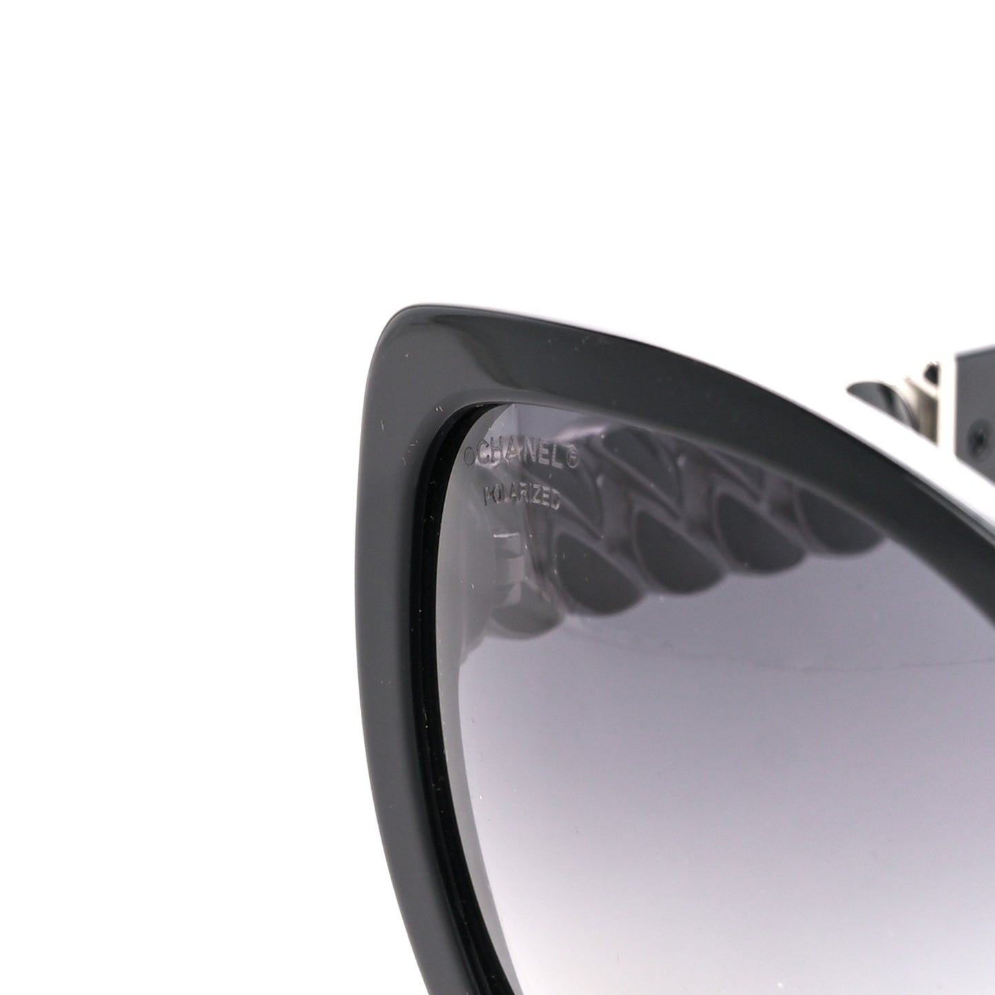 Acetate Metal Polarized Chain Square Sunglasses 5305 Black