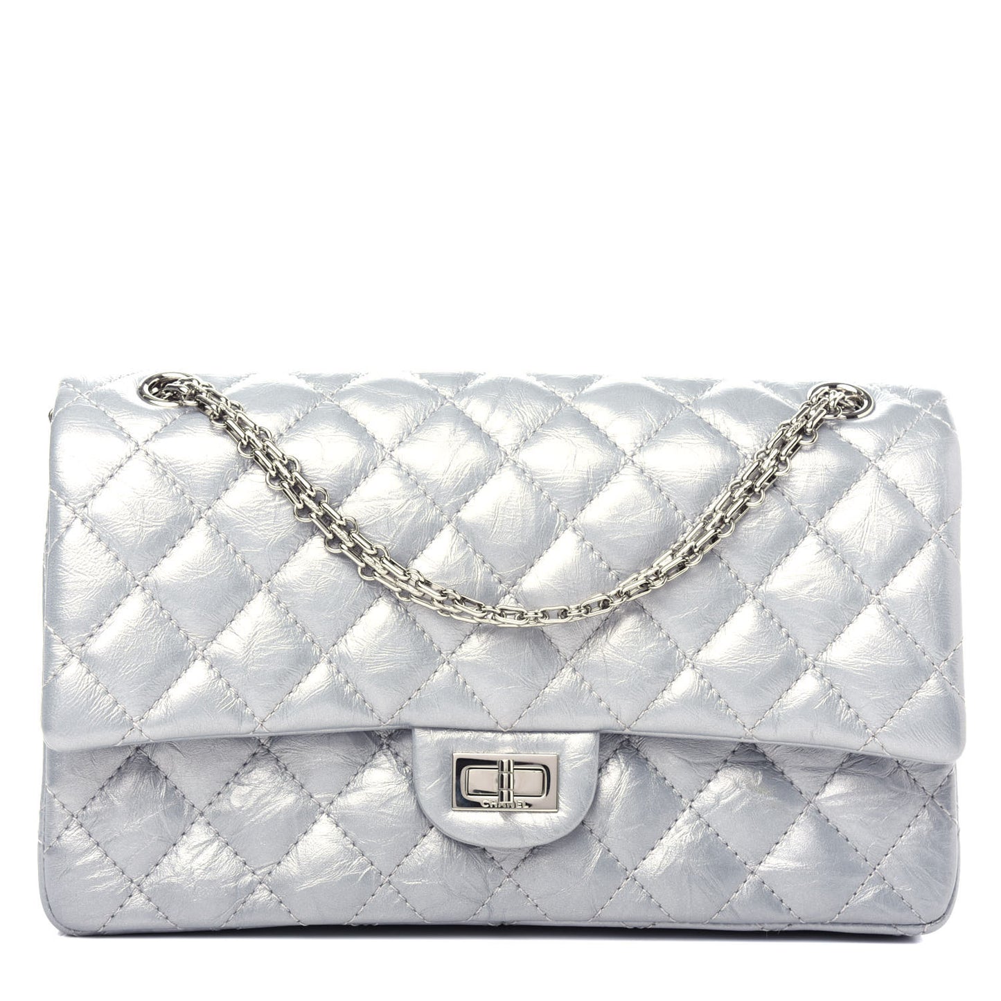 Metallic Aged Calfskin Quilted 2.55 Reissue 226 Flap Silver