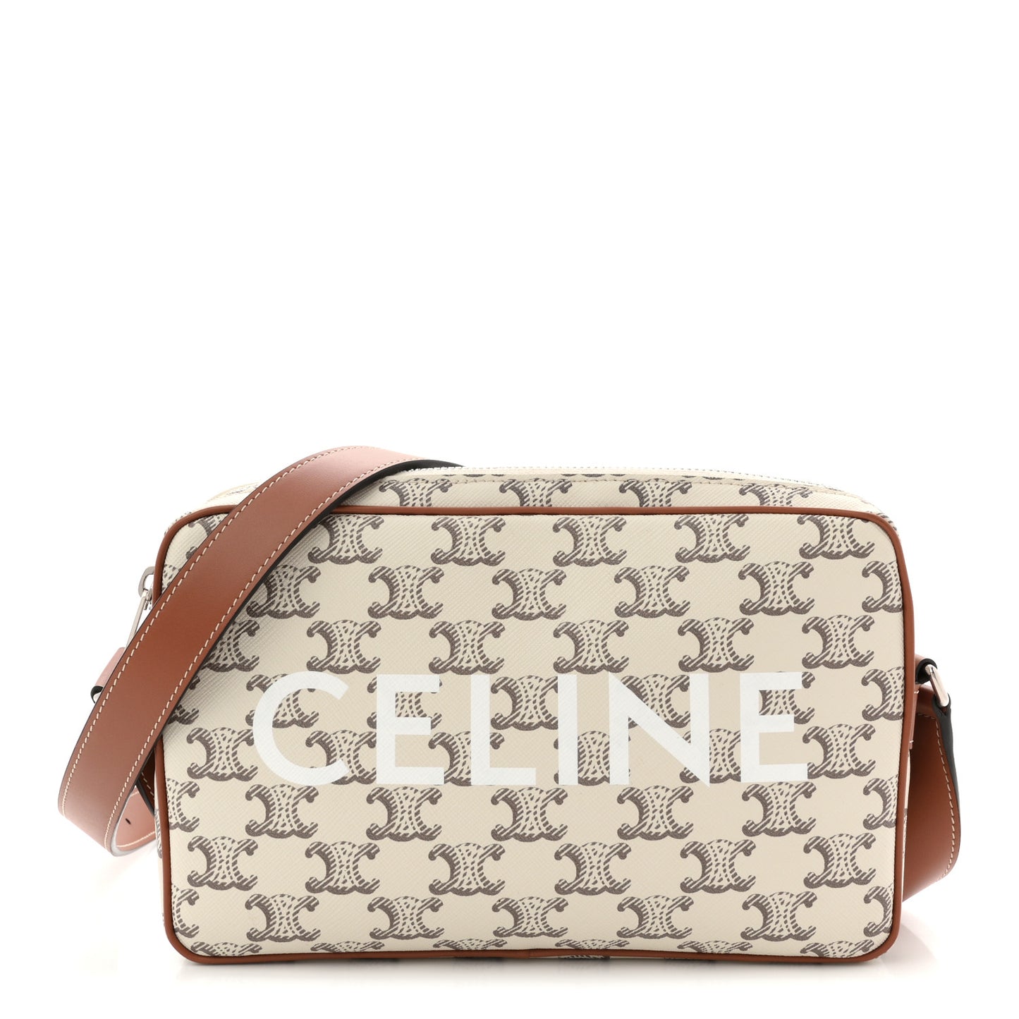 Triomphe Canvas Medium Messenger Bag Tan Ecru