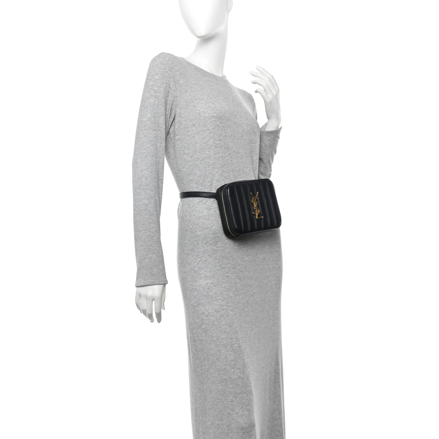 Lambskin Matelasse Vicky Monogram Belt Bag Black