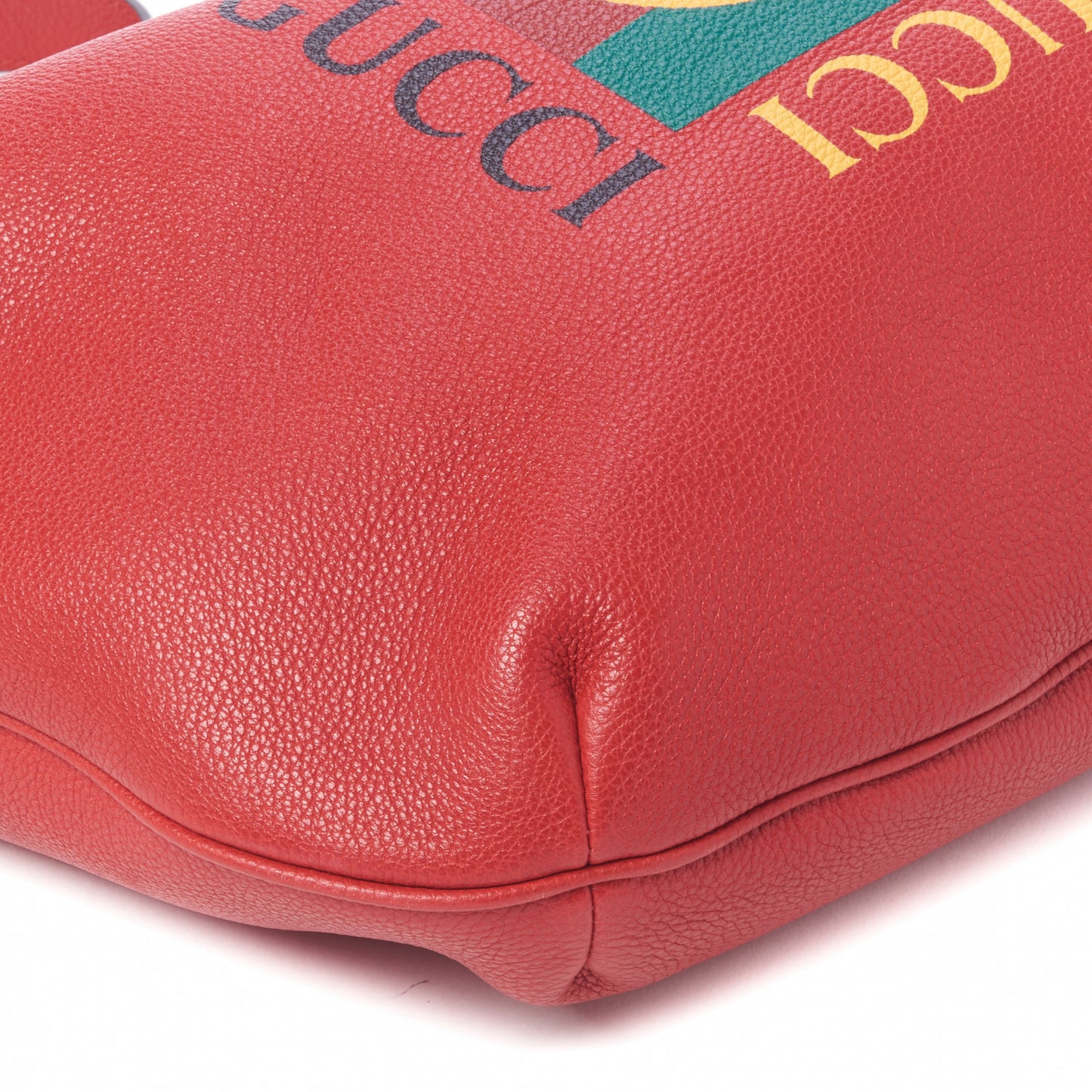 Grained Calfskin Logo Half Moon Hobo Red