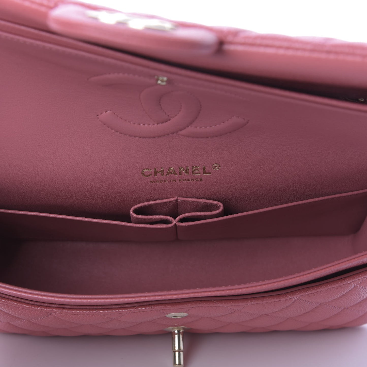 Caviar Quilted Medium Double Flap Pink