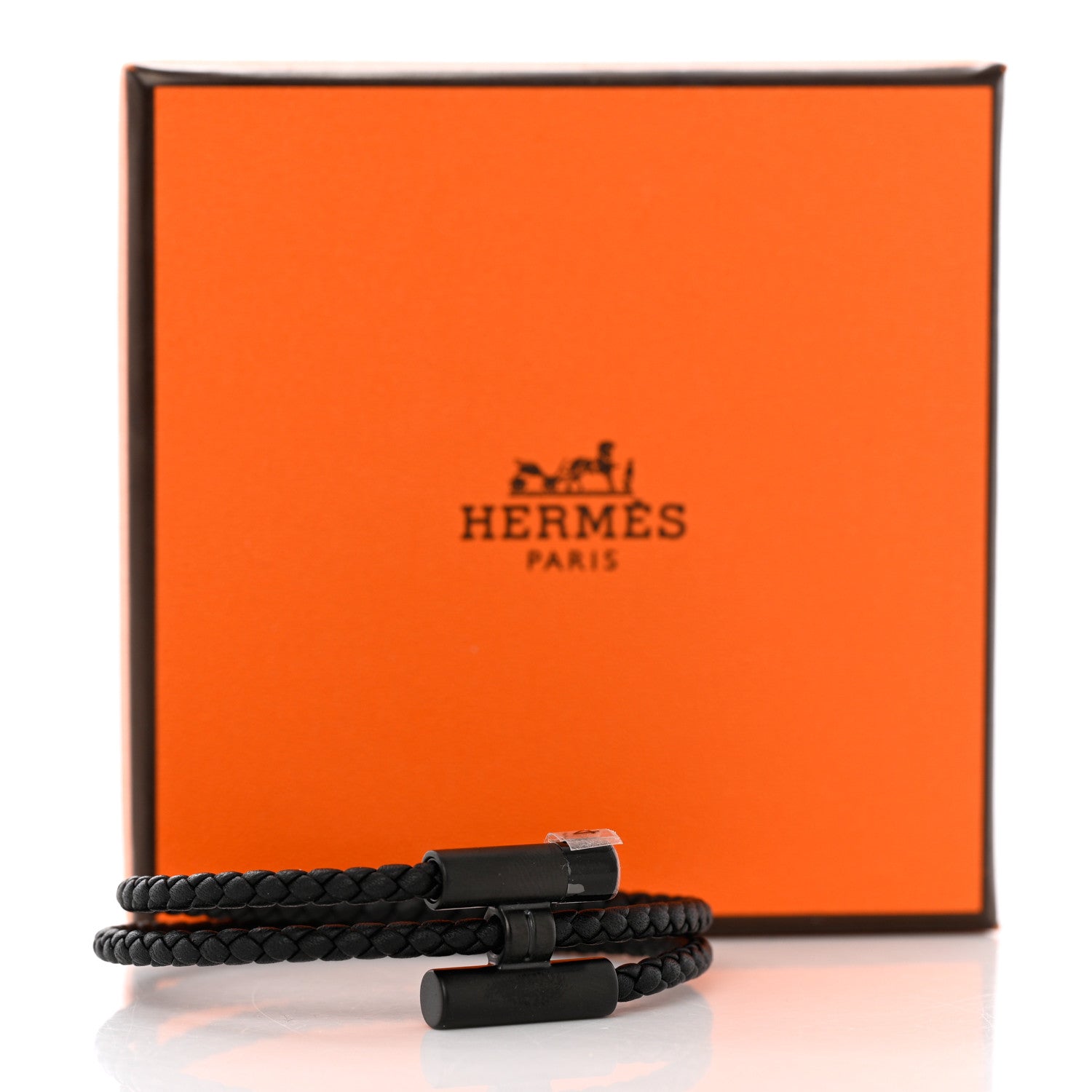 Hermes Swift Double Wrap Cord Tournis Tresse Bracelet T4 Black 6 of 6