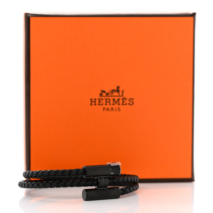 Hermes Swift Double Wrap Cord Tournis Tresse Bracelet T4 Black 6 of 6