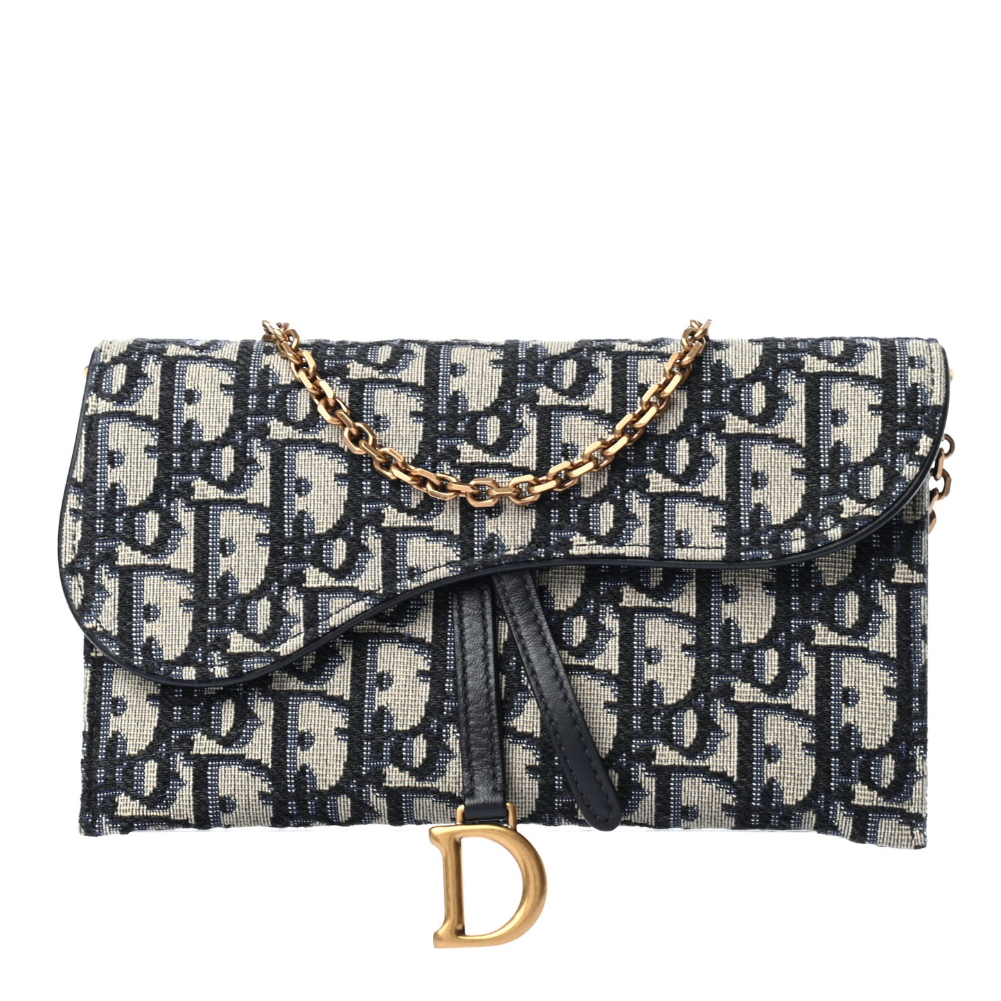 Oblique Saddle Chain Long Wallet Blue