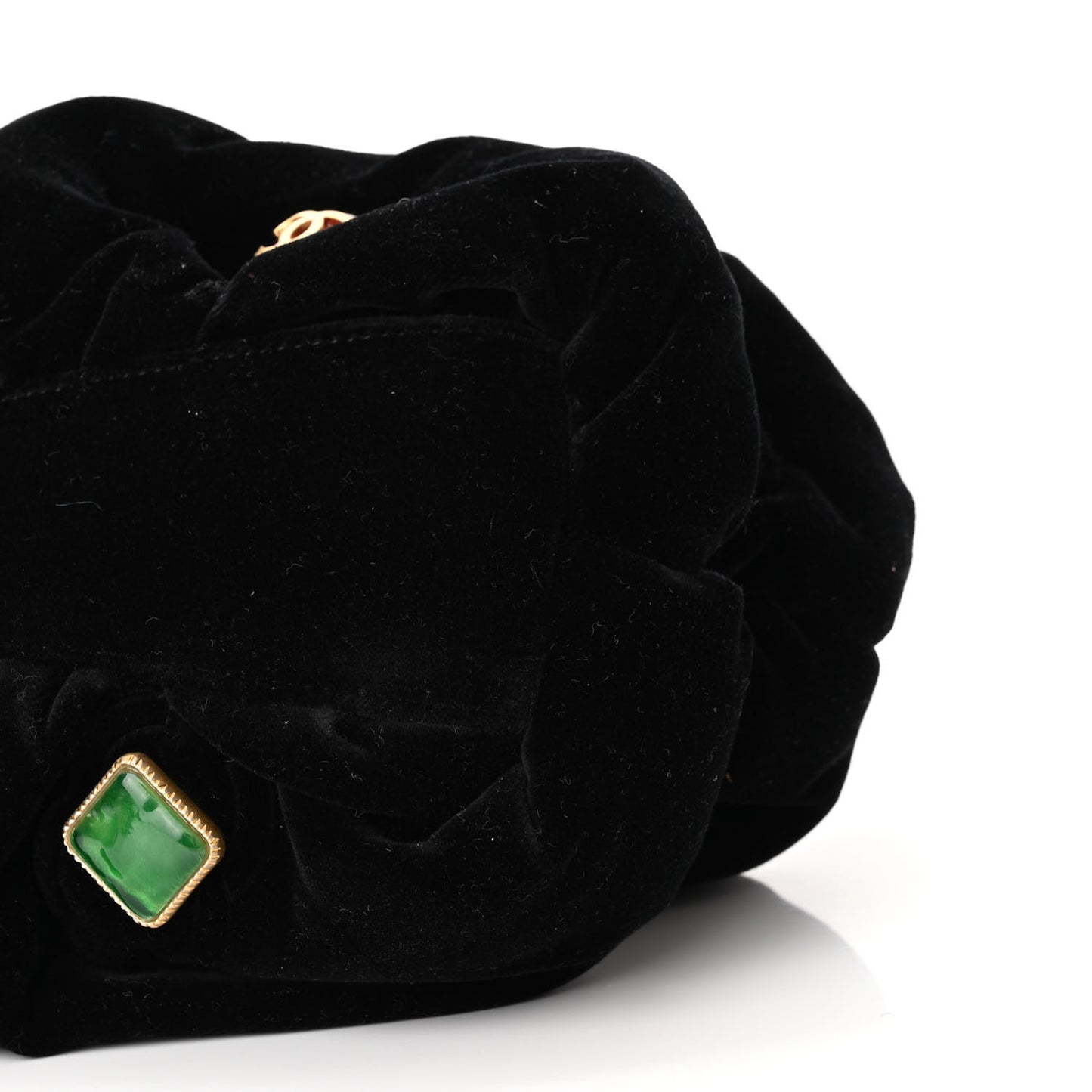 Resin Velvet Kiss Lock Clutch Black
