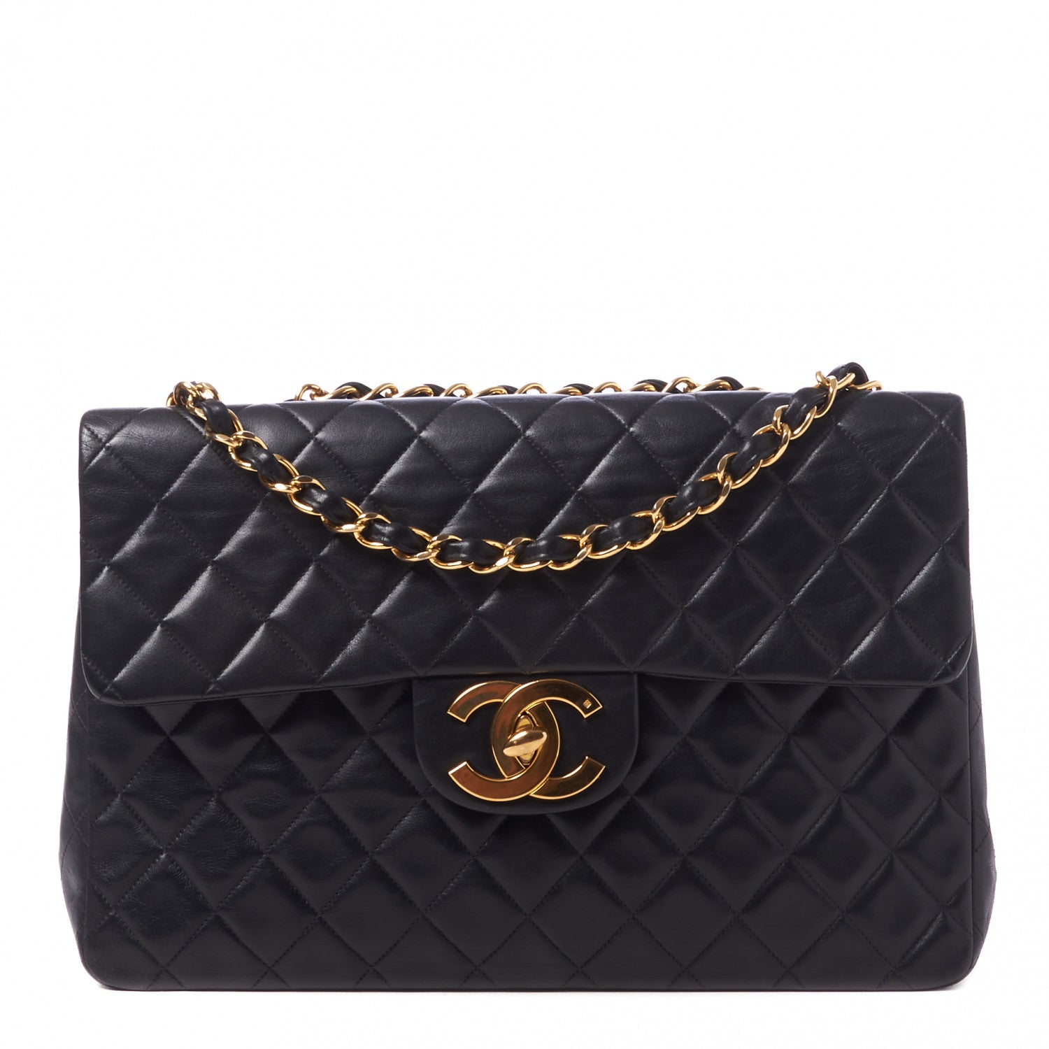 Chanel Lambskin Quilted XL Jumbo Single Flap Black 1 of 9