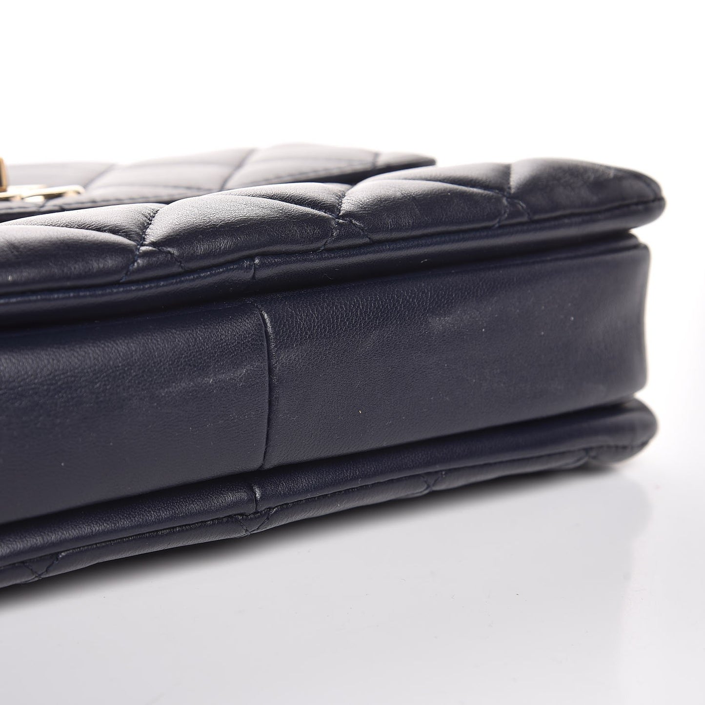 Lambskin Quilted Small Trendy CC Flap Dual Handle Bag Navy