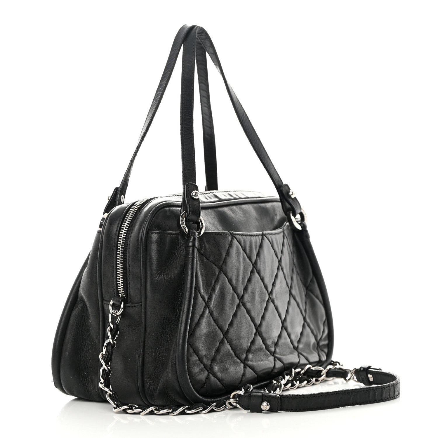 Chanel Iridescent Calfskin Quilted Relax CC Camera Case Black 3 of 18