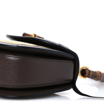 Gucci Monogram Jumbo GG Textured Dollar Calfskin Web Small Bamboo 1947 Top Handle Bag Camel Ebony New Acero 11 of 11