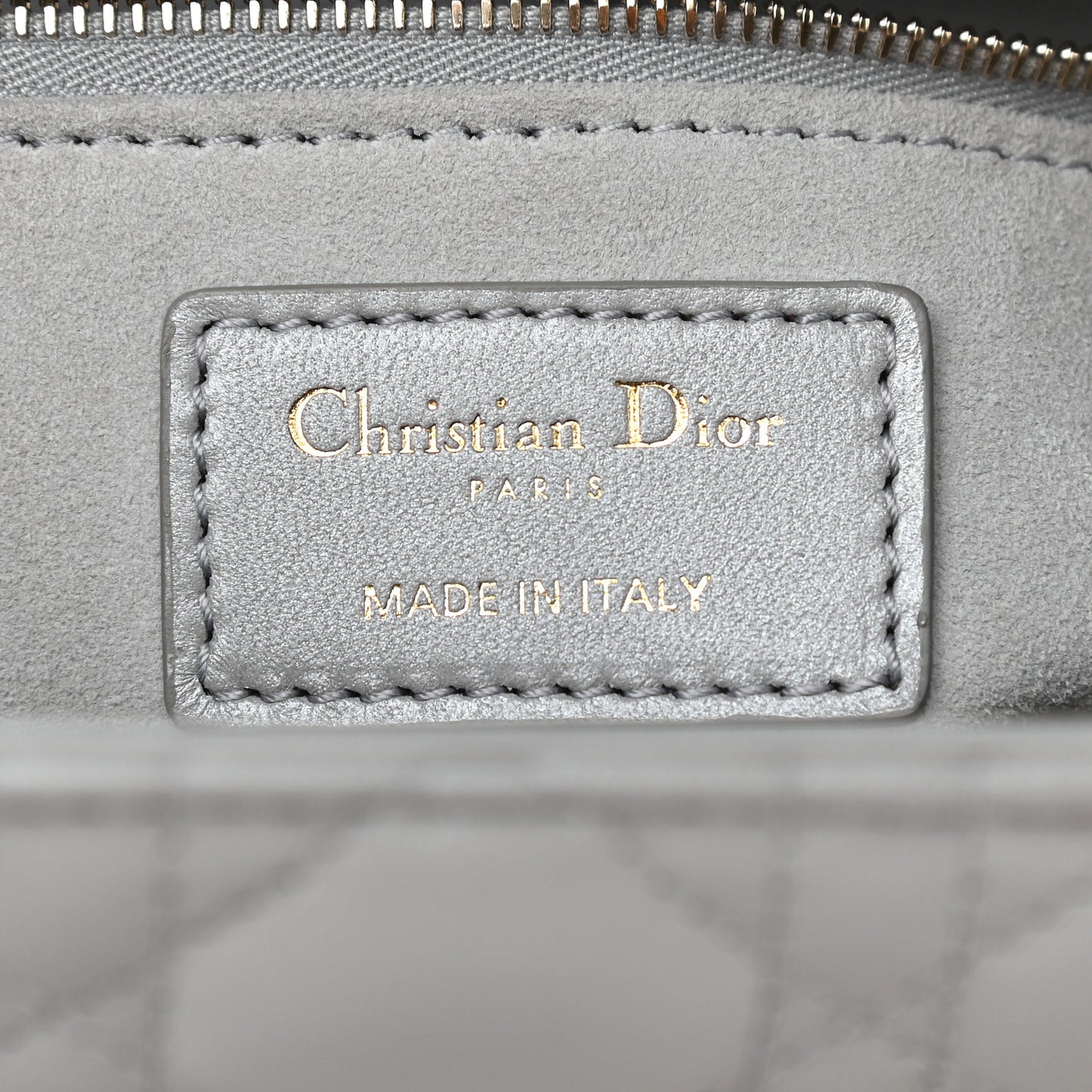 Pearly Lambskin Cannage Medium Lady Dior Opaline
