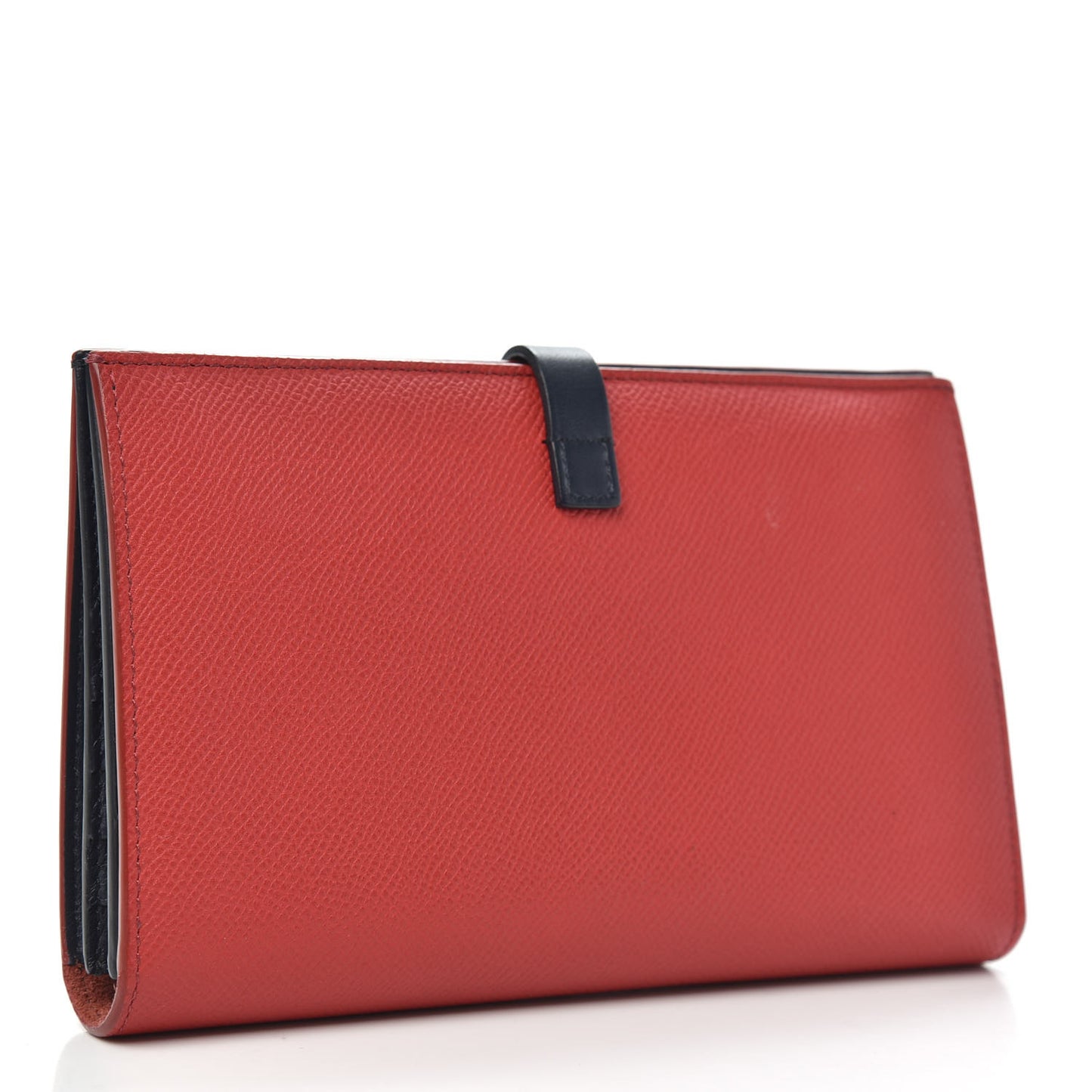 Grained Calfskin Large Multifunction Strap Wallet Coquelicot