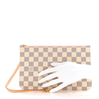 Louis Vuitton LOUIS VUITTON Damier Azur Neverfull MM GM Pochette Rose Ballerine 2 of 6