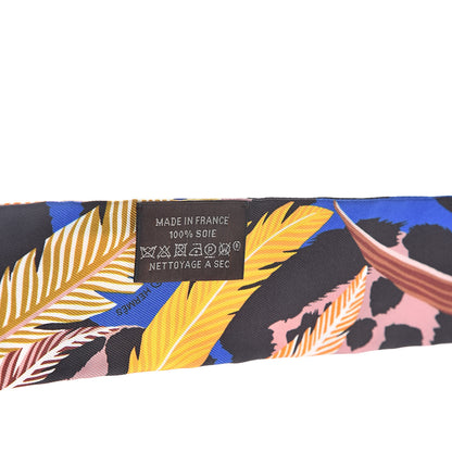 Hermes Silk Jaguar Quetzal Twilly Bleu Roy Brun Saumon 3 of 3