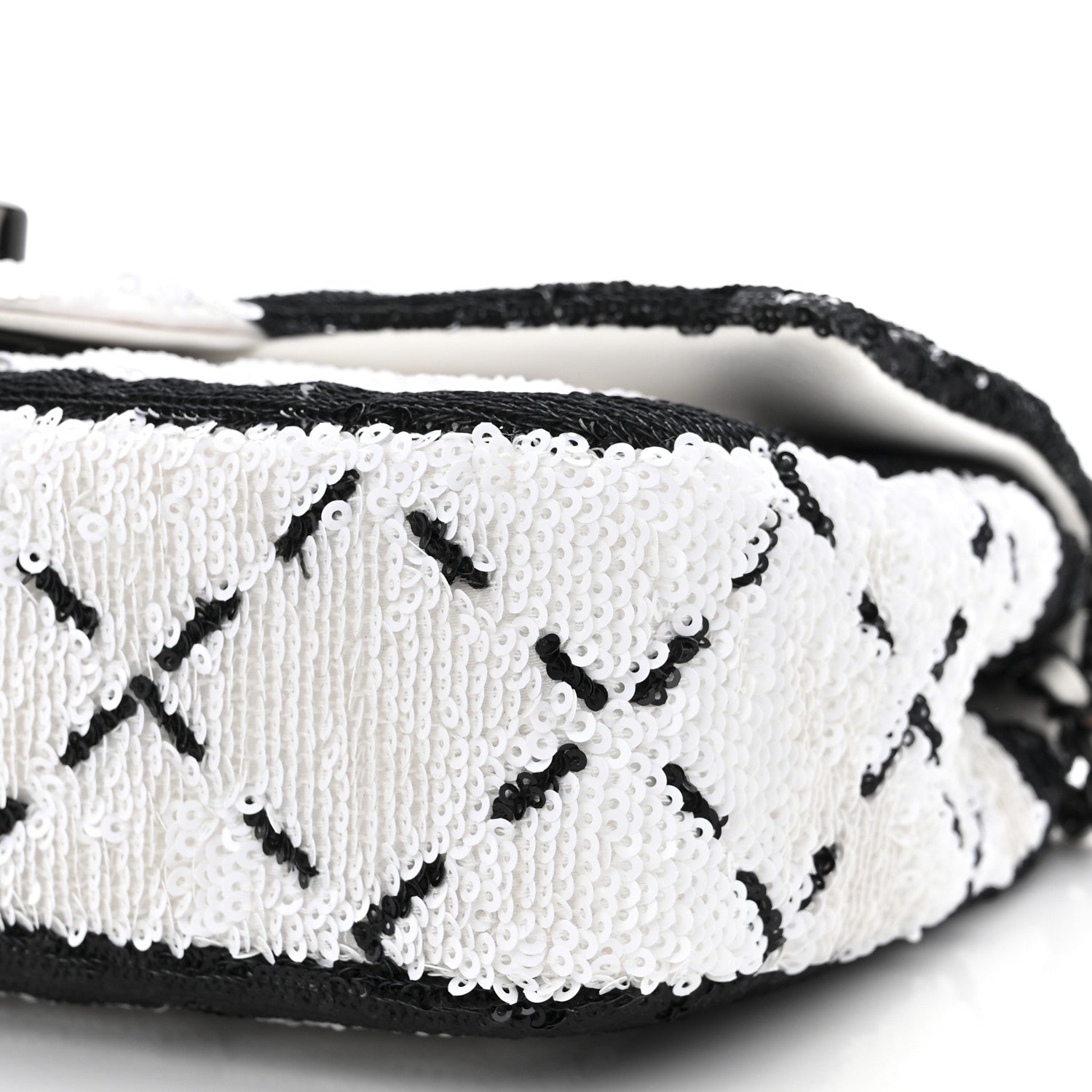 Chanel Sequin CC Small Single Flap White Black 10 of 10