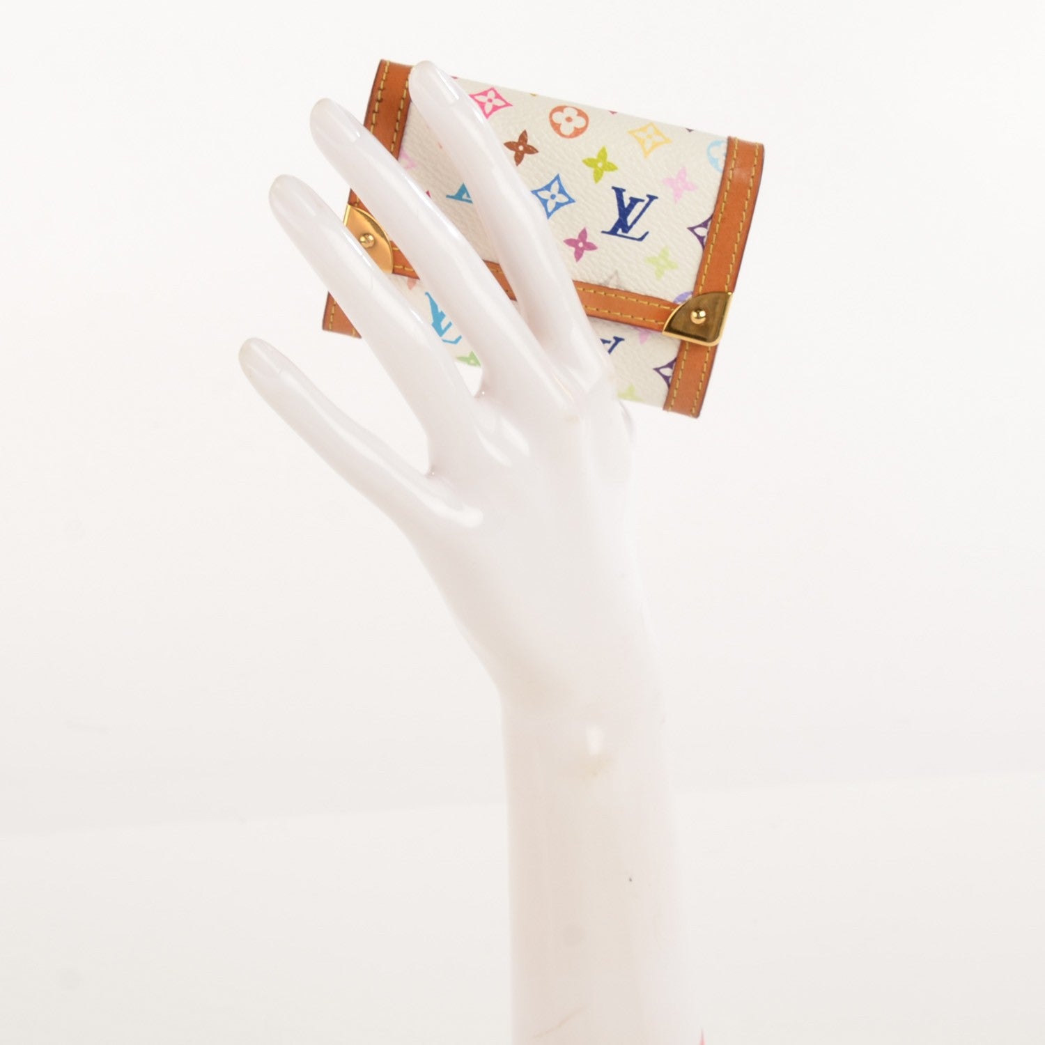 Louis Vuitton Monogram Multicolor Porte-Monnaie Plat Coin Purse White 2 of 7