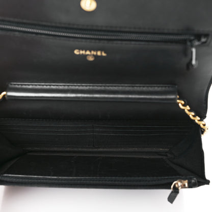 Chanel Lambskin Quilted Boy Wallet On Chain WOC Black 5 of 11