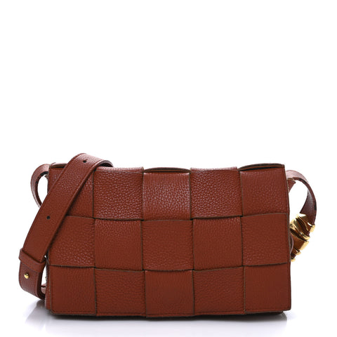 Grained Calfskin Maxi Intrecciato Cassette Crossbody Bag Maple