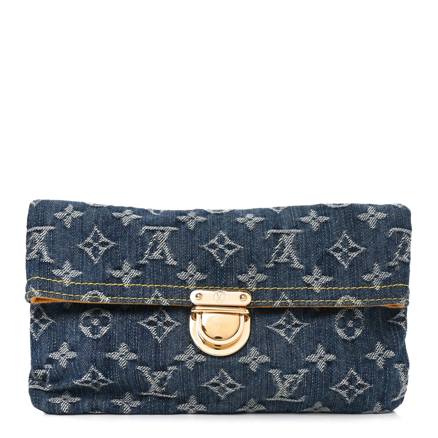 Monogram Denim Pochette Plat Clutch Blue