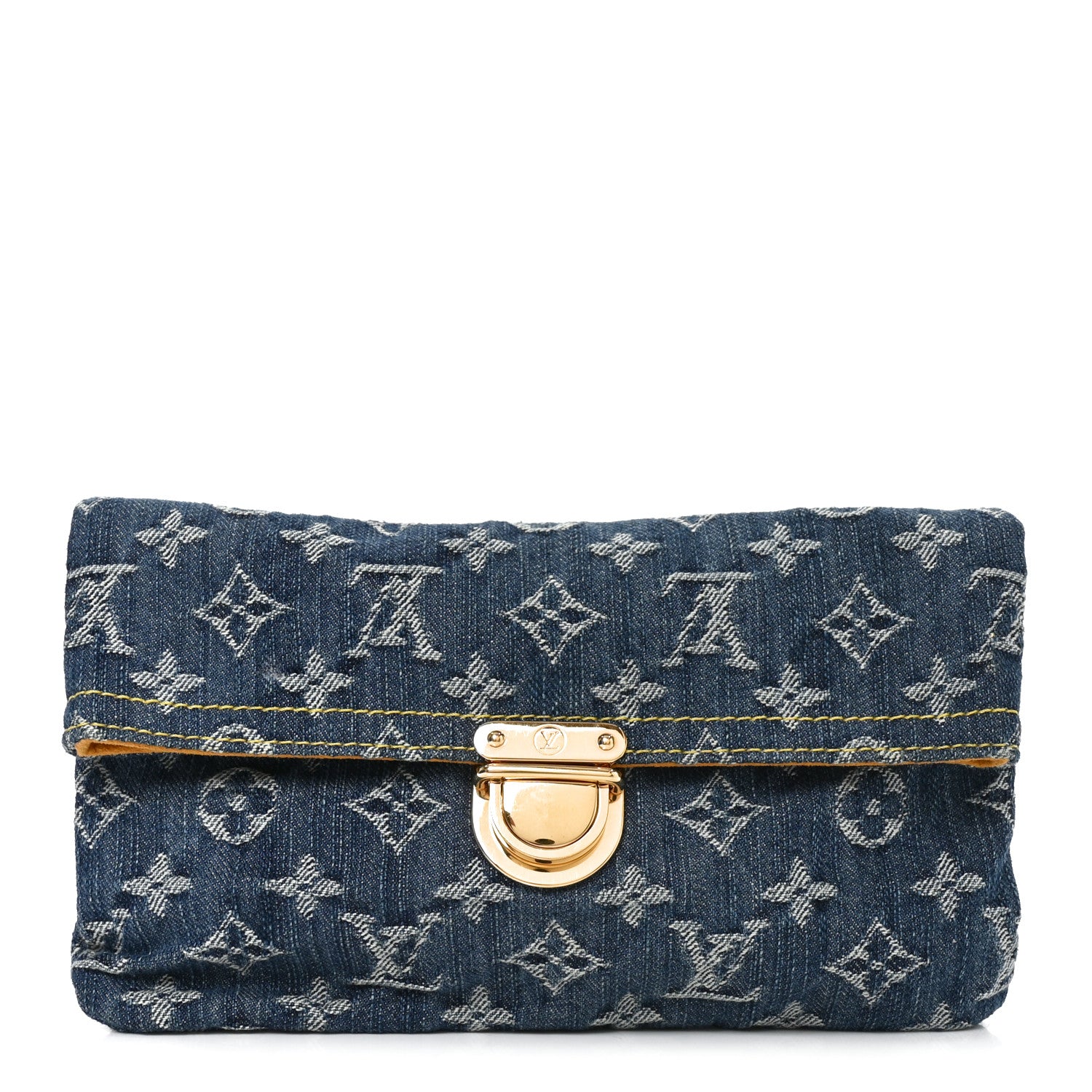 Louis Vuitton Monogram Denim Pochette Plat Clutch Blue 1 of 8