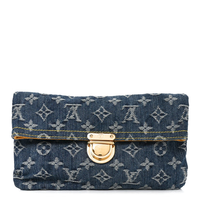 Louis Vuitton Monogram Denim Pochette Plat Clutch Blue 1 of 8