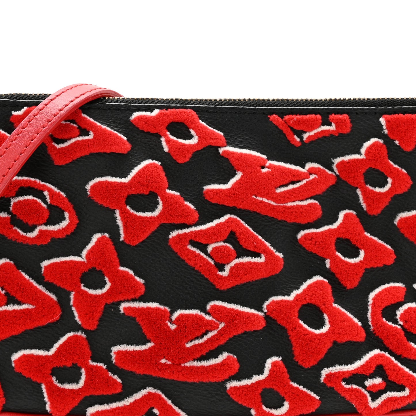 X UF Tufted Monogram Pochette Accessories Black Red