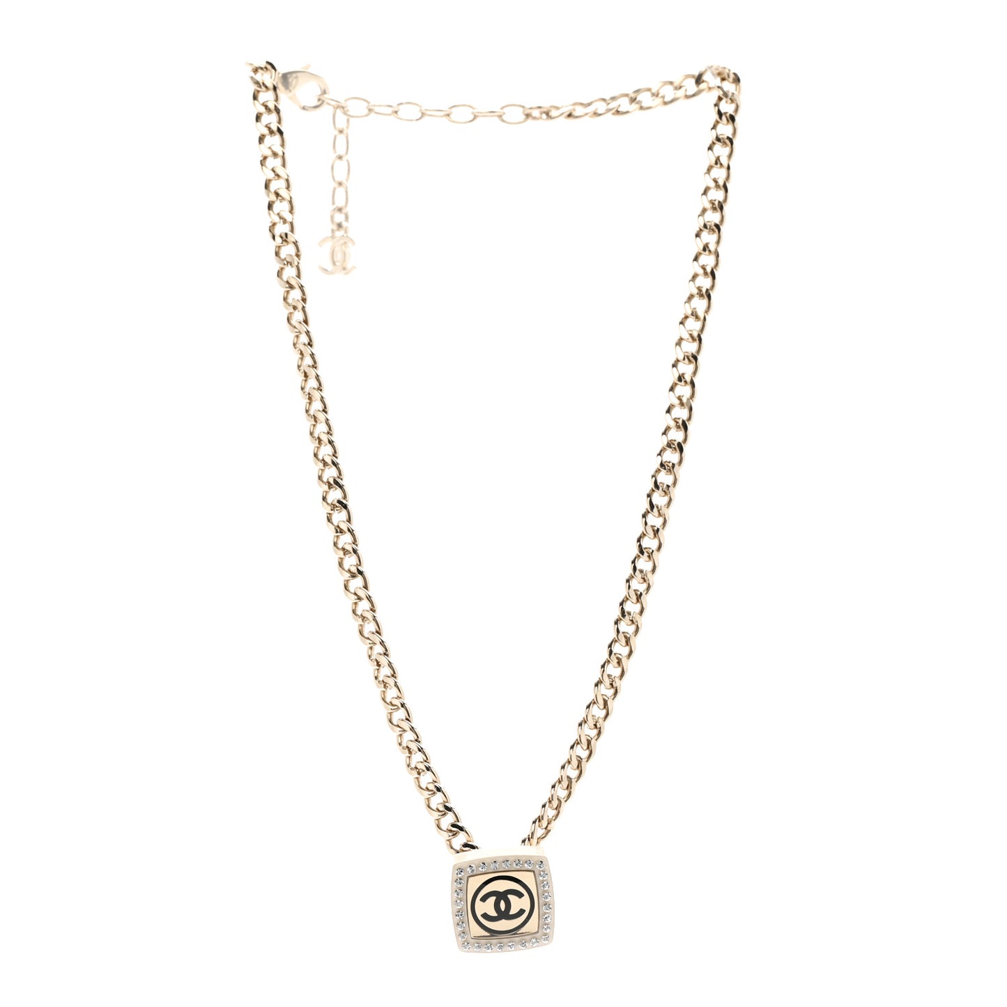 Metal Crystal CC Square Choker Gold