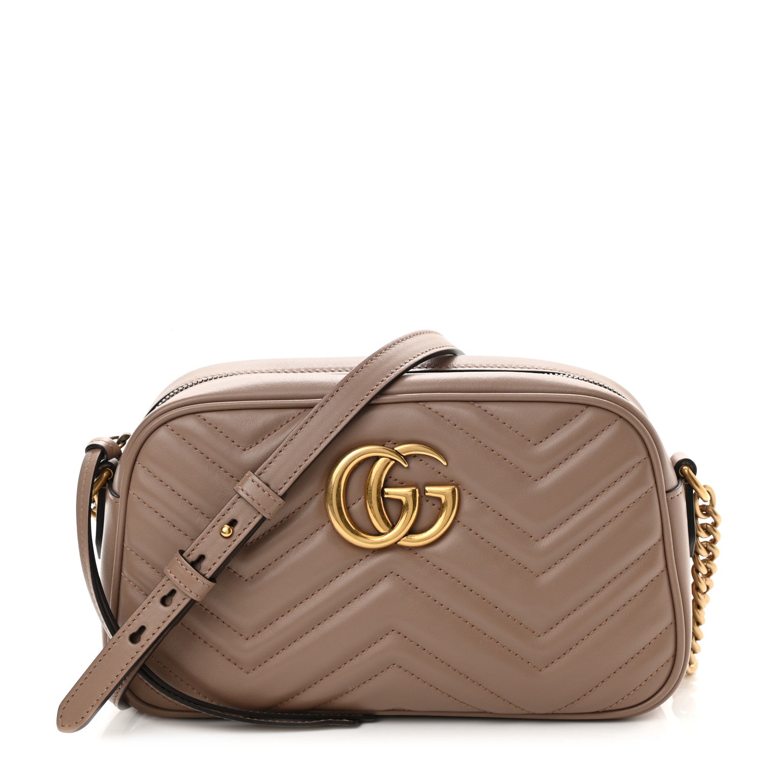 Gucci Calfskin Matelasse Small GG Marmont Chain Shoulder Bag Porcelain Rose 1 of 11