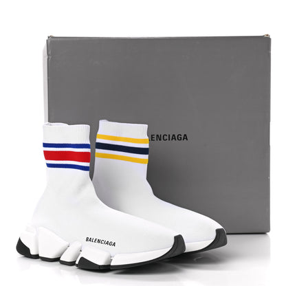 Balenciaga Technical 3D Recycled Knit Striped Womens Speed 2.0 Sneakers 40 White Multicolor 9 of 9