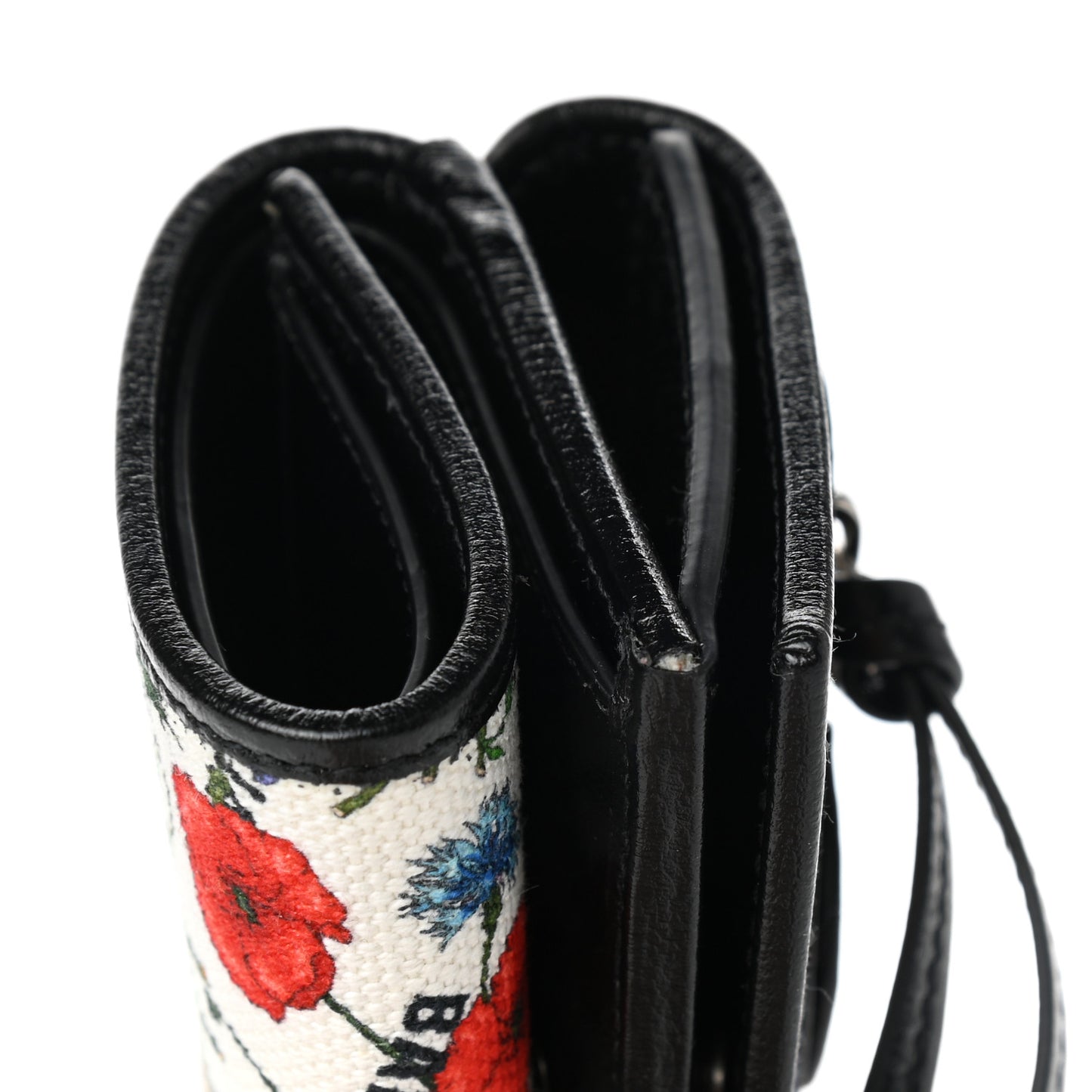 X GUCCI Canvas Azalea Calfskin Flora Logo Print Neo Classic Wallet White Multicolor Black