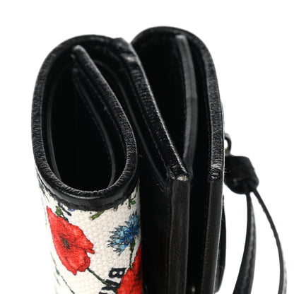 Balenciaga X GUCCI Canvas Azalea Calfskin Flora Logo Print Neo Classic Wallet White Multicolor Black 6 of 7