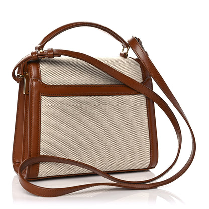 Saint Laurent Canvas Calfskin Mini Classic Monogram Cassandra Top Handle Tan Natural 3 of 10