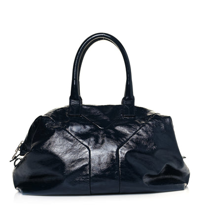 Saint Laurent Textured Patent Medium Easy Y Bag Navy 1 of 9