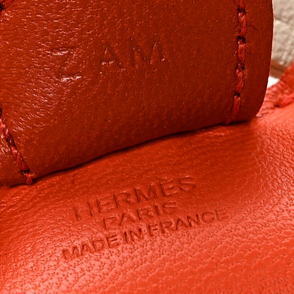 Hermes Milo Lambskin Grigri Rodeo Horse Bag Charm PM Orange Poppy Craie Terre Battue 3 of 3
