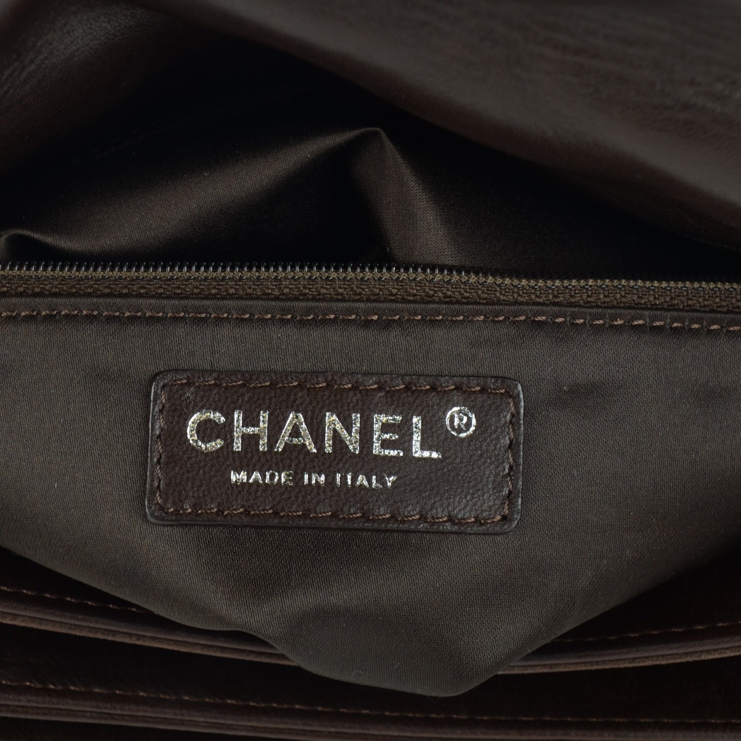 Lambskin Quilted Large 3 Flap Brown