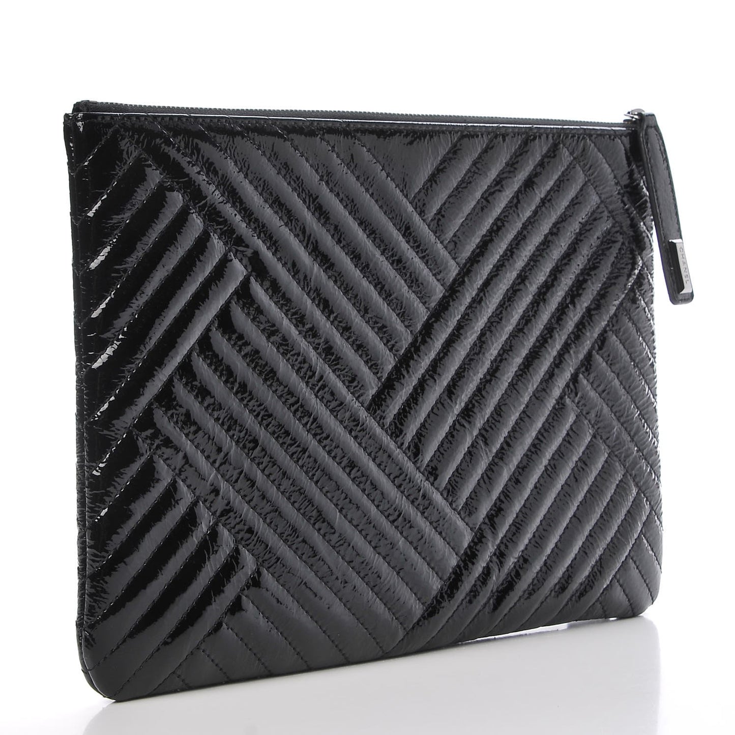 Distressed Patent Medium CC Crossing Cosmetic Case Black