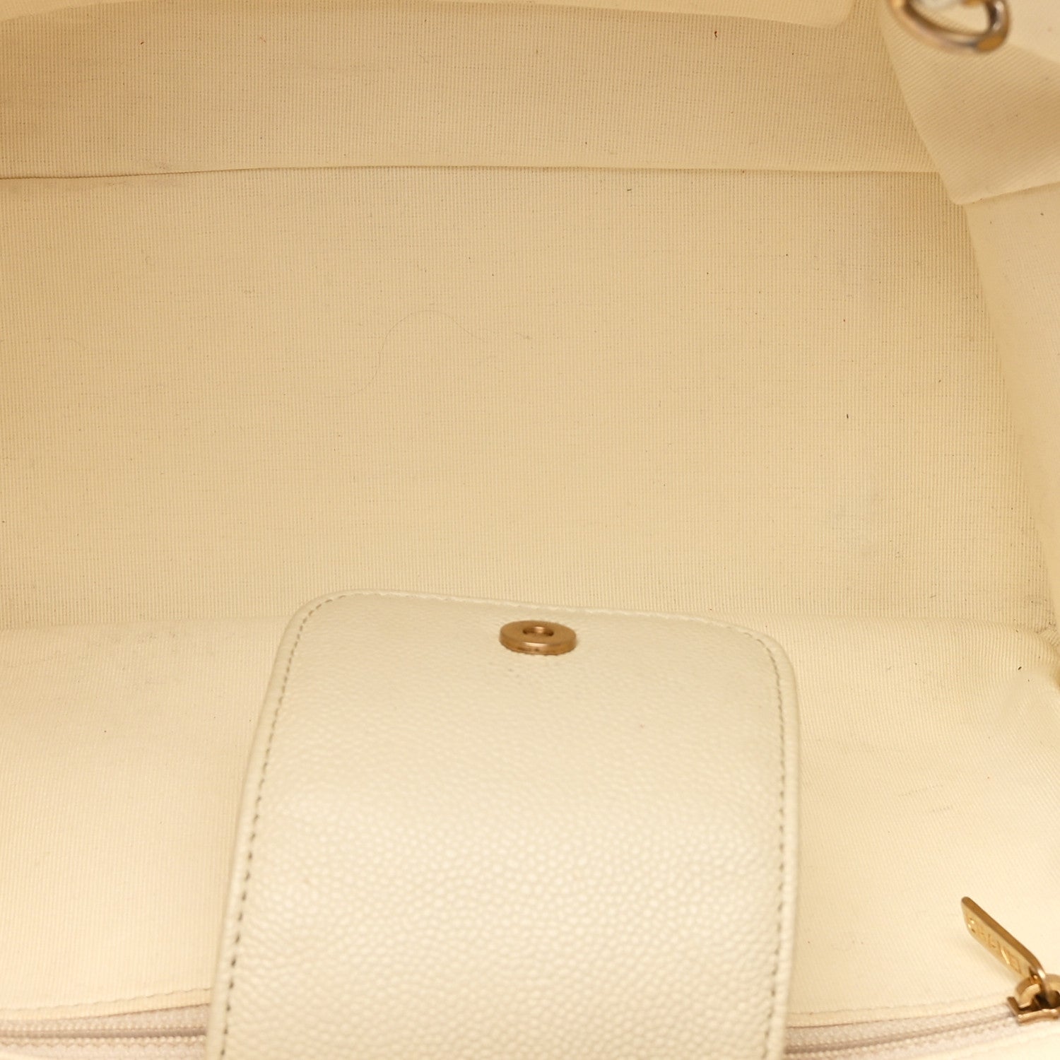 Chanel Caviar Quilted Small Trapezoid Chain Shopping Tote Ivory 5 of 10