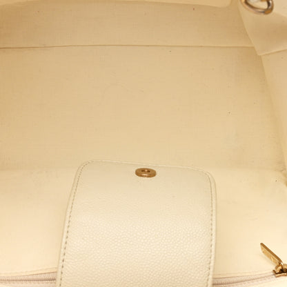 Chanel Caviar Quilted Small Trapezoid Chain Shopping Tote Ivory 5 of 10