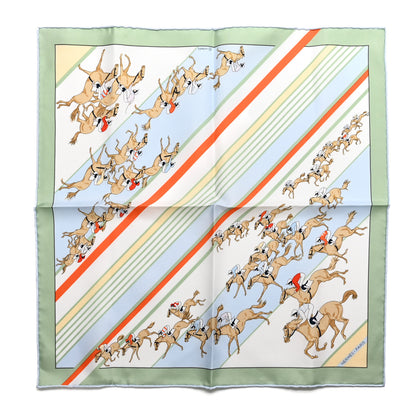 Hermes Silk Les Courses Scarf 45 Vert Amande Bleu Ciel 1 of 4
